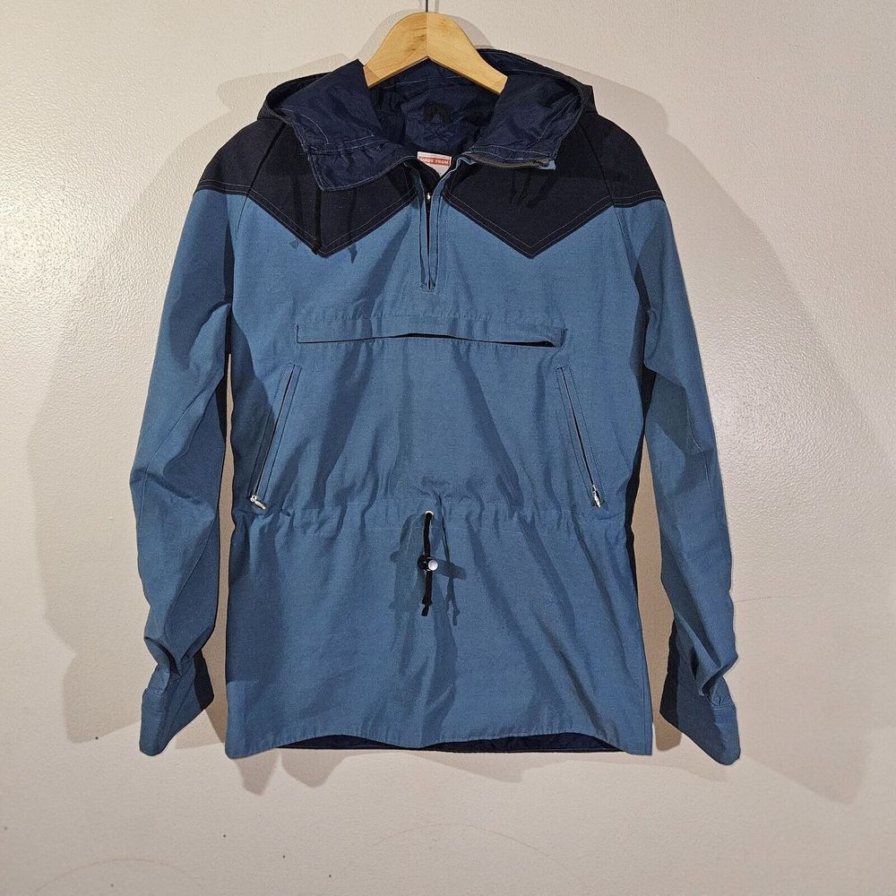 Frostline Kit Mountain Anorak Mens Small‎ Pullover Parka Hooded Blue USA Vintage